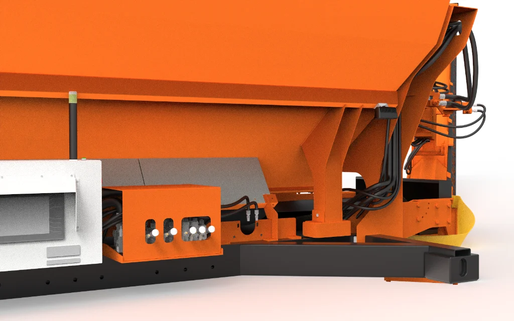 Hydraulic and electronic control gear mounted under the OmniBin Generation II