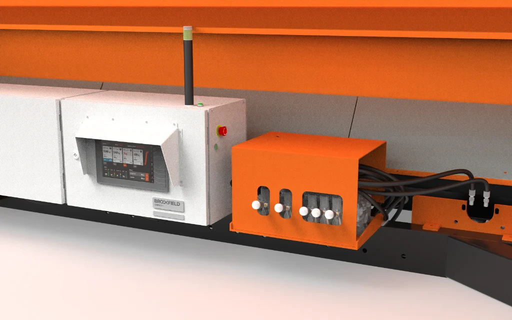 The control and electronics enclosure mounted on the OmniBin Generation II chassis