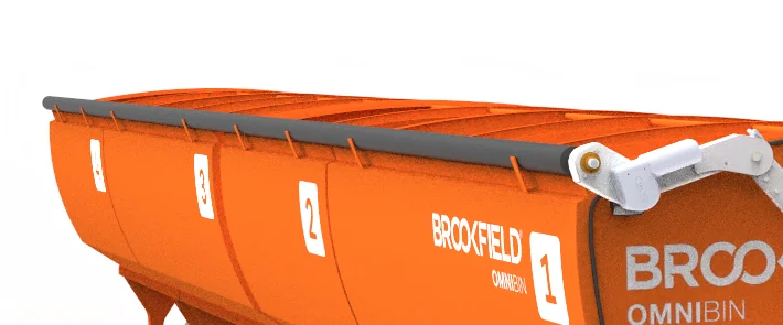 The motorised tarp closed along the top of the OmniBin Generation II