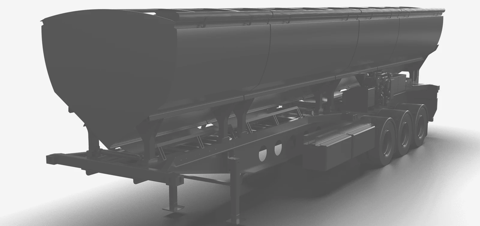Design render of the BROOKFIELD OmniBin Generation II on a triaxle trailer